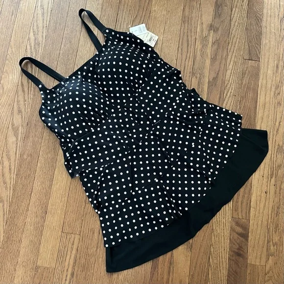 St. John’s Bay Slender One Piece Swim Dress Polka Dot Size 20W - Picture 1 of 5